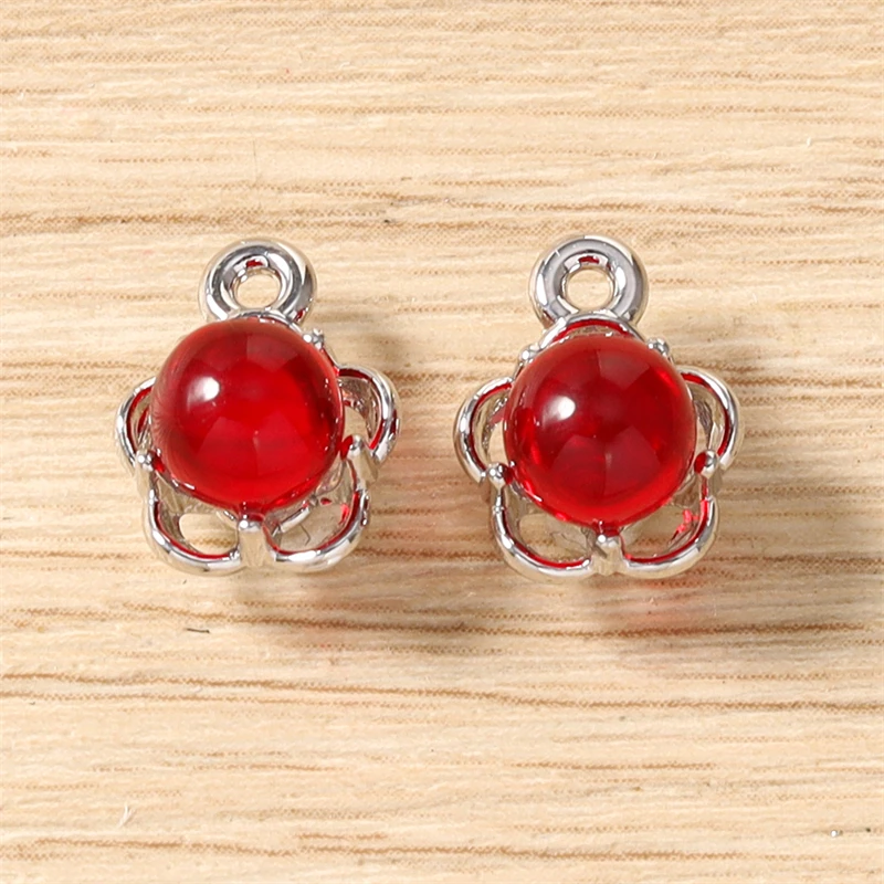 5 Stück 10x12mm Niedliche Blumen-Anhänger aus Harz und Metall zum Basteln von Ohrhängern, Halsketten, Armbändern, DIY-Handarbeiten und Schmuckzubehör – Detail 9
