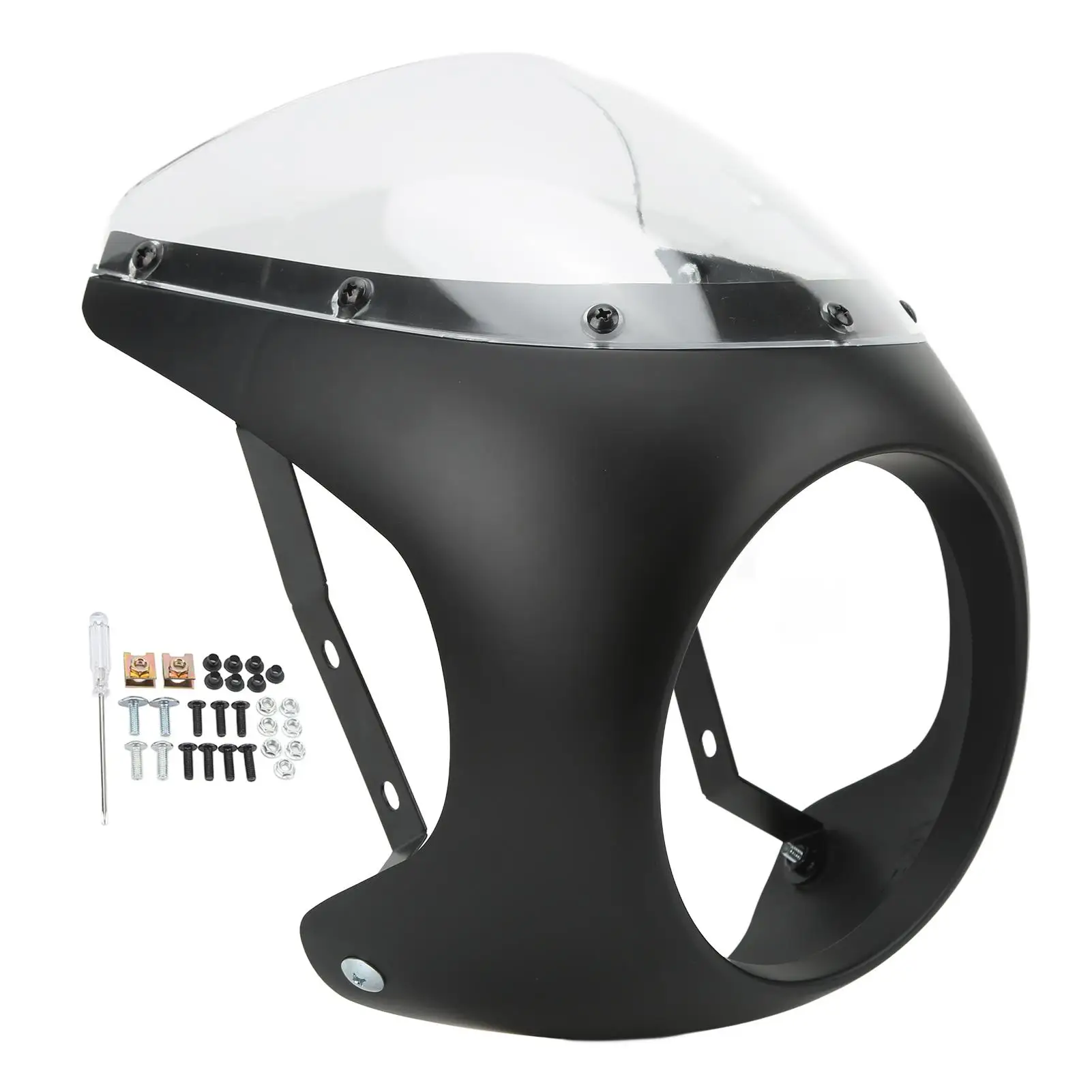 

Motorcycle Headlight Fairing Front Clear Lighting Firm Fixed Headlight Fairing Cover for round Headlights Motorbike