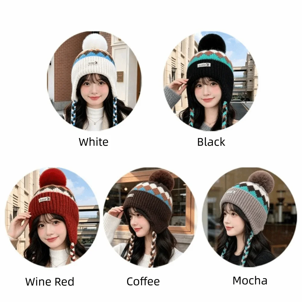 Stretchy Knitted Ear Protection Hat Warm Thickened Foldable Design Knitted Beanie Hat Coldproof Material Wool Blended Fabric