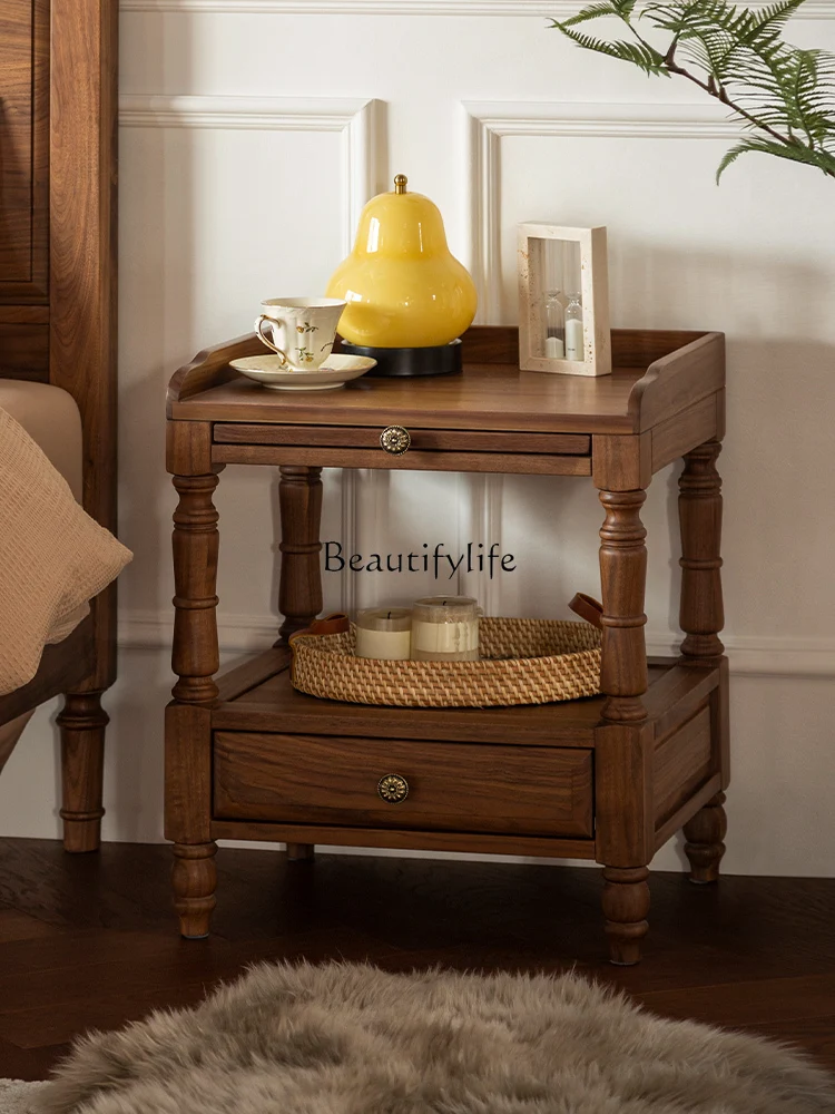 

American all solid wood bedside locker black walnut simple bedroom bedside storage cabinet