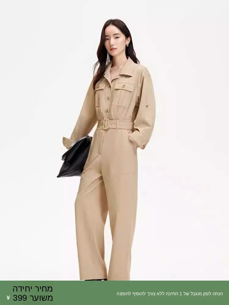 

Женский зимний комбинезон с высокой талией, длинными брюками, поясом, утягивающий, повседневный, универсальный, новый, из полиэстера