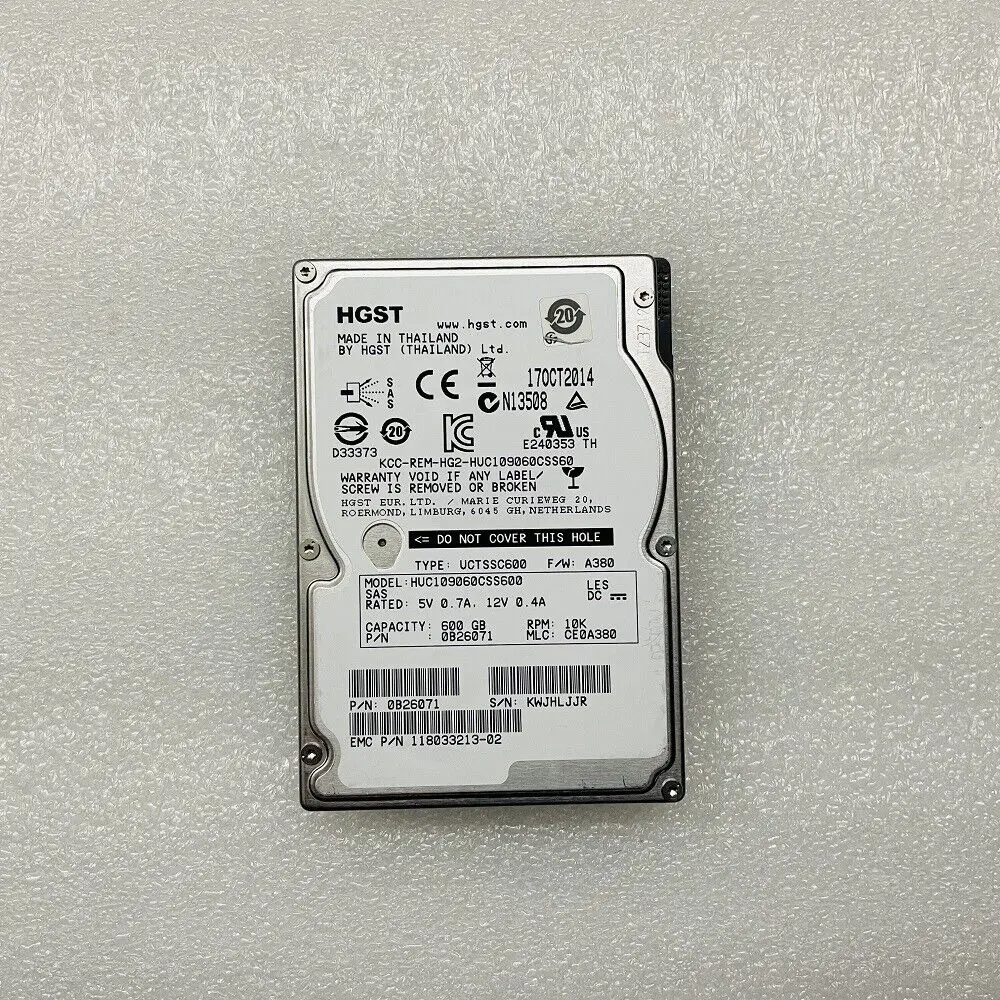 H.G.S.T HUC109060CSS600 C10K900 600GB 2.5" 10K RPM 64MB SAS HARD DRIVE