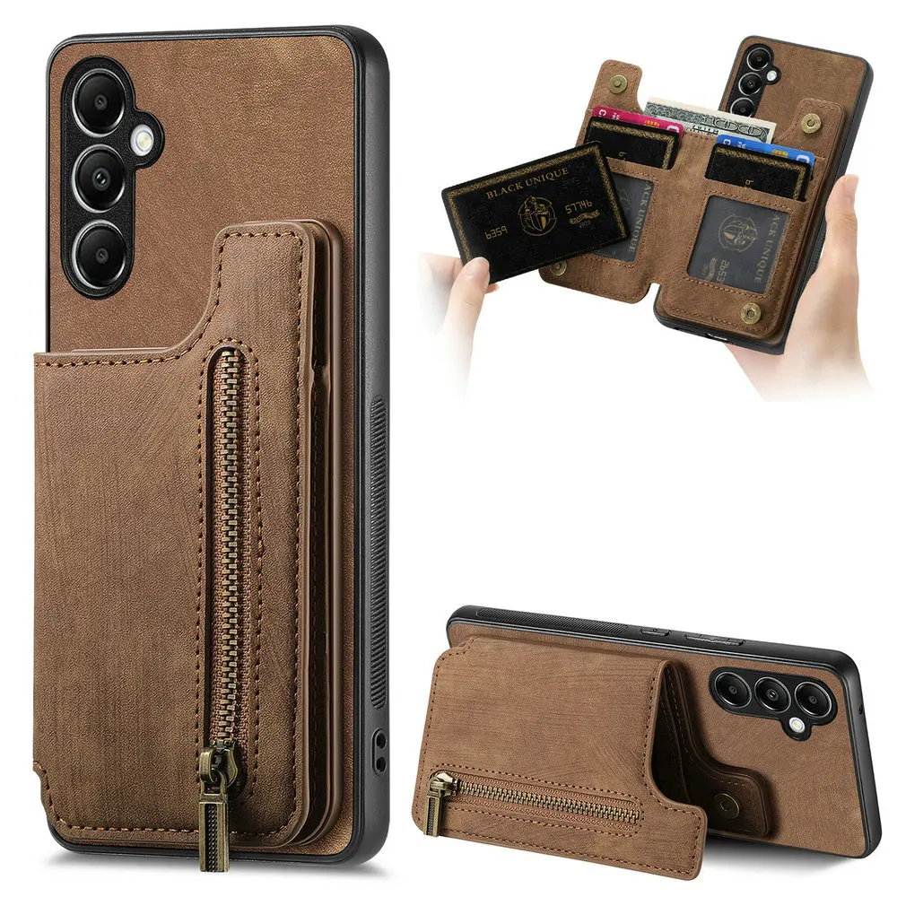 Zipper Wallet Leather Case for Samsung Galaxy A54 A34 A24 A14 A04S Phone Etui Samsung A55 A35 A15 A 34 54 55 5G Card Back Cover