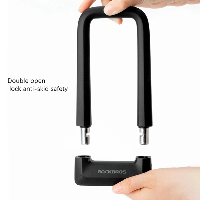 ROCKBROS Bicycle Lock Silicone Anti-Hydraulic Shear Anti-Theft Lock Motorcycle Electric Vehicle U-Shaped Bicycle Lock