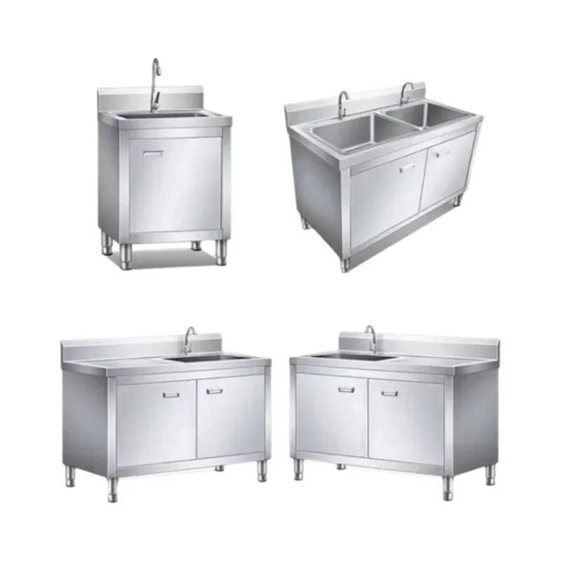 Commercial Home Thickened Heavy Duty Sink Cabinet Kitchen Stainless Steel Cabinet Style Vegetable Washing Sink
