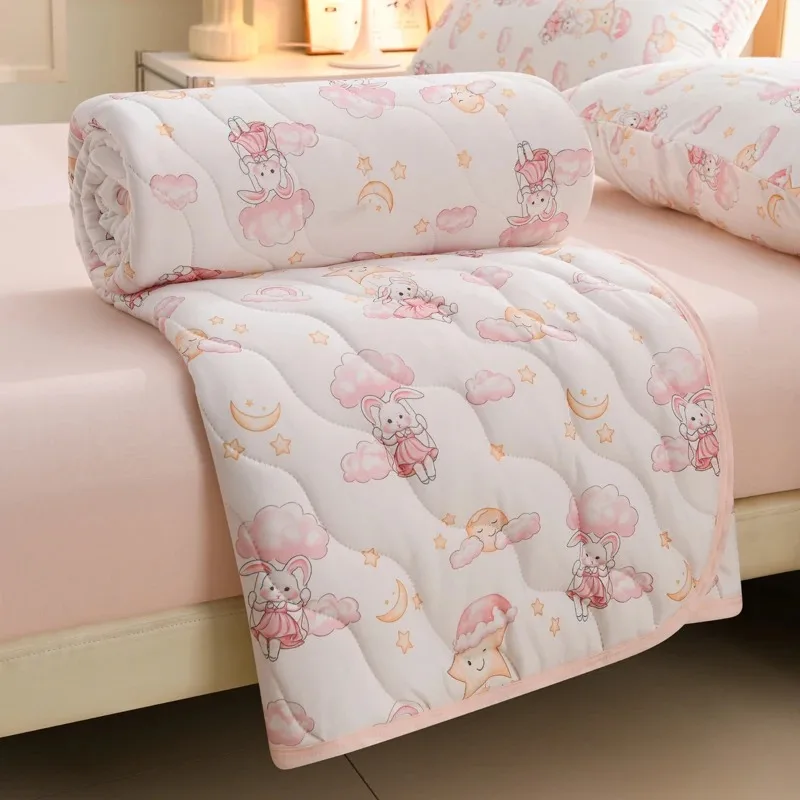 Summer Lightweight Quilt 180x200cm 200x230cm Floral Soft Knitted Blanket Machine Washable Thin Duvet for Bed Single Double