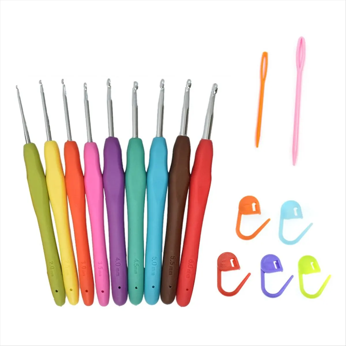 ABJS Crochet Hooks, Ergonomic Handle Crochet Hooks Set, Comfortable Smooth Crochet Needles Extra Long Knitting Needles,9PCS