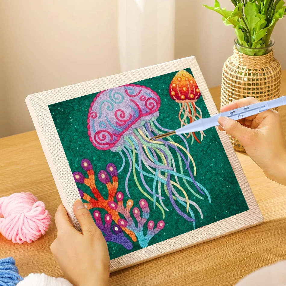 Needle Threader Tool - jellyfish Punch Needle Embroidery Starter Kits