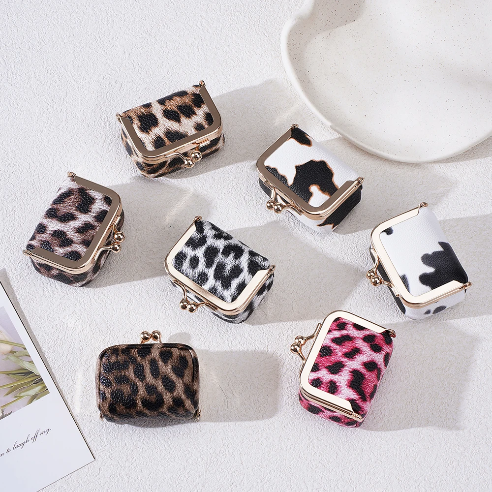 High Quality Women Coin Wallets Leopard Print Pattern New Simple Coin Pocket Ring Necklace Jewelry Case Female Coin Purses