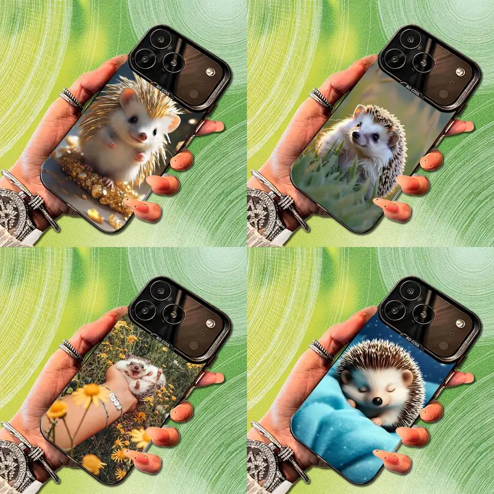 

Cute Art Hedgehog Baby For iPhone 17,14,15,11,Mini,Pro,SE,XS,MAX,12,16,13,Black Matte Silicone Cover Case