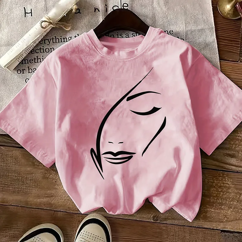 Camiseta informal con estampado de letras y cuello redondo de manga corta para primavera y verano