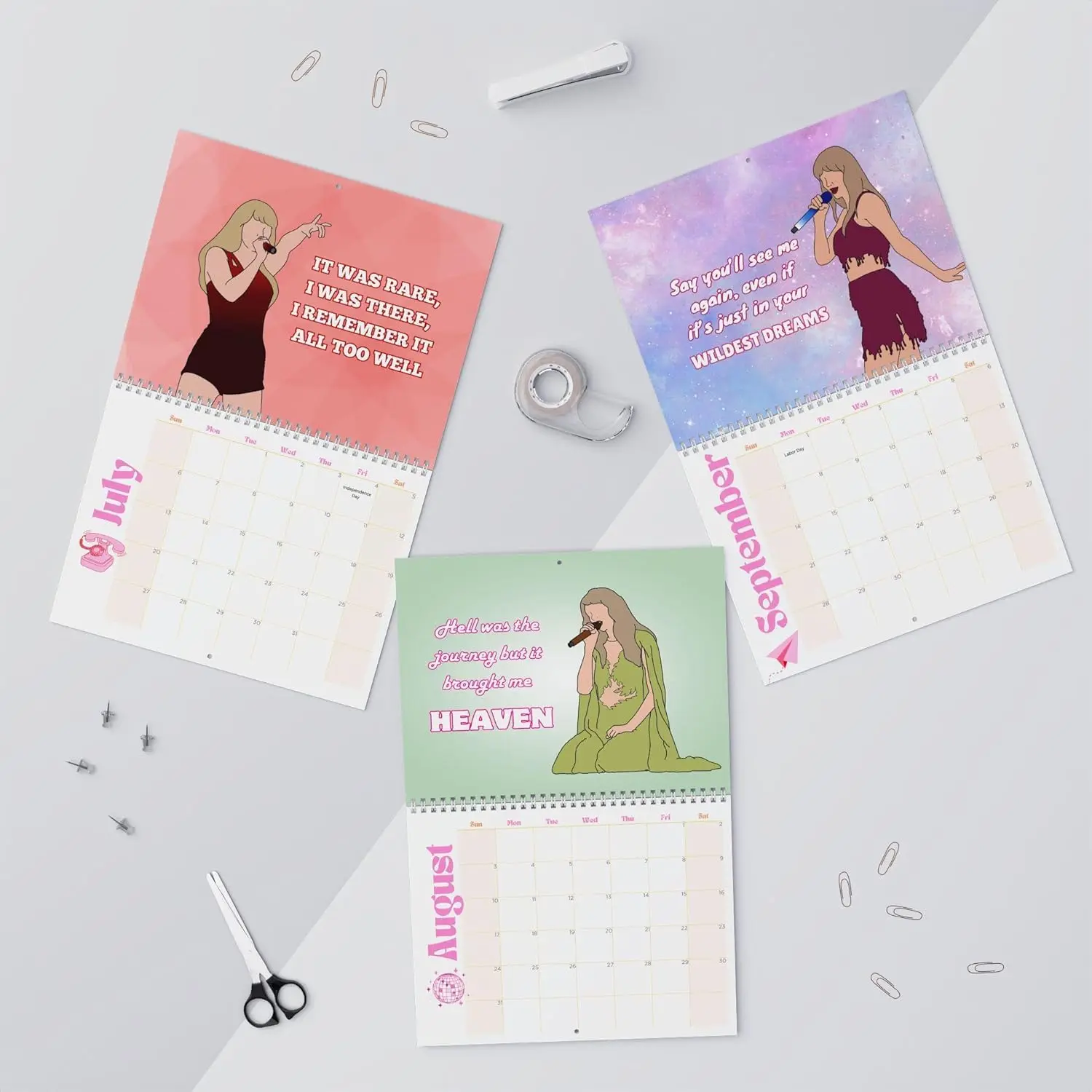 Taylor Swift Lyrics Wandkalender, handgemalter Kalender, Musik, Festival, Poster, Wanddekoration, Zuhause, Büro, Gesang, Liebhaber, Fan-Geschenk