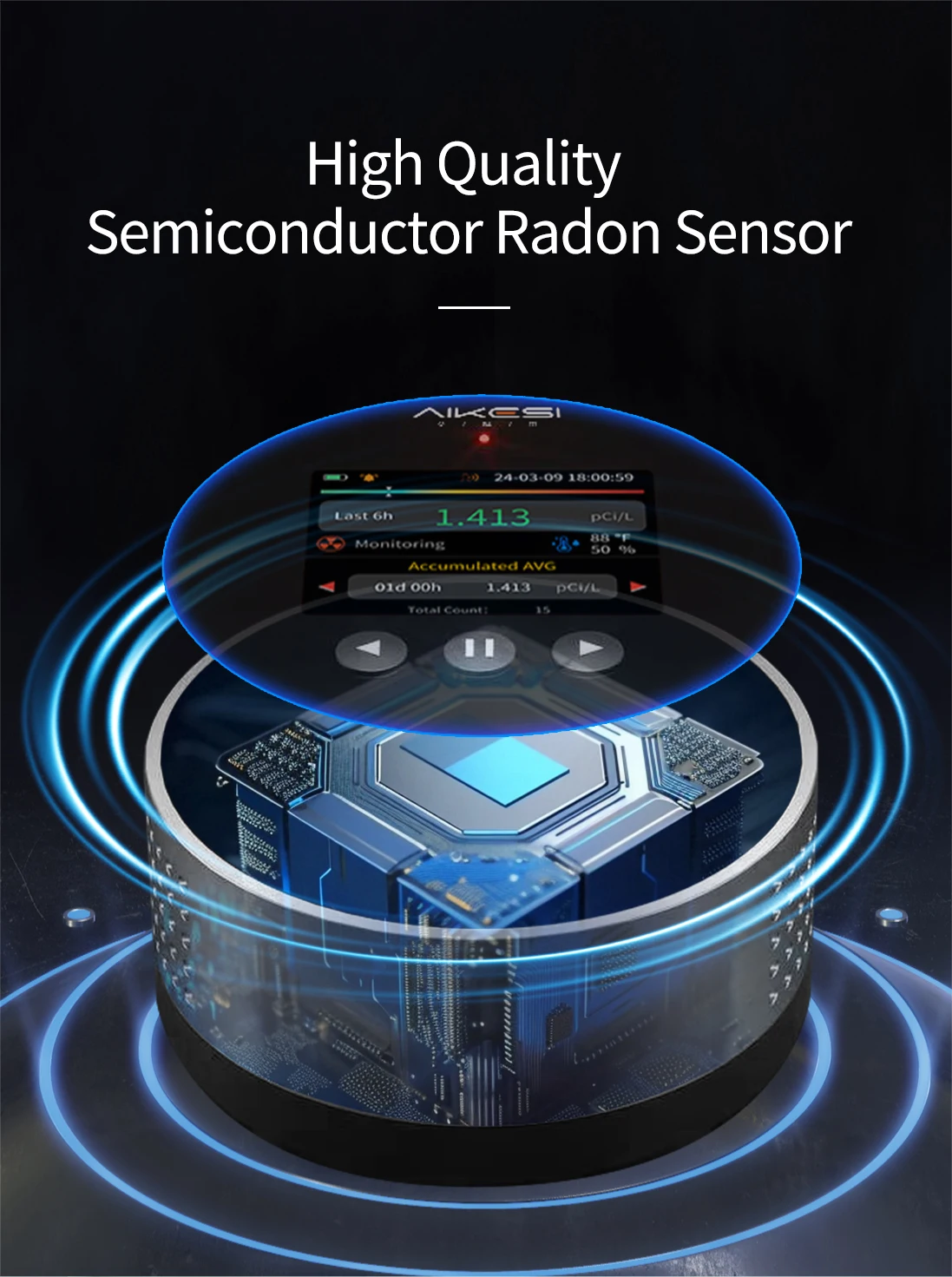 Radon  Detector  OEM Smart Air Quality Radon Semiconductor Monitor Sensors Pulsed  Alpha Spectrometry Detector