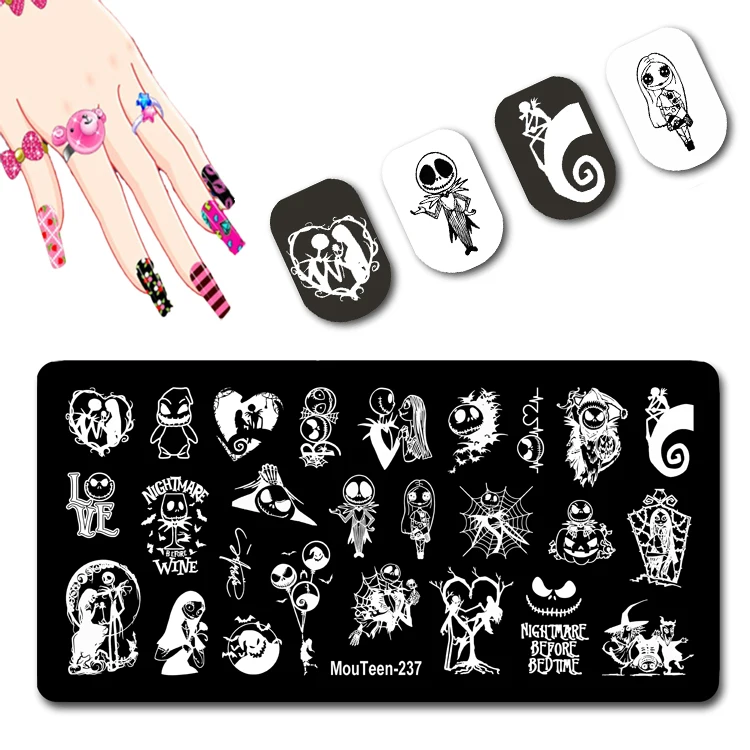 Disney New Christmas Horror Night Nail Stamping Plate Nightmare Nail Stamp Plate Cartoon Nail Art Stamp#237