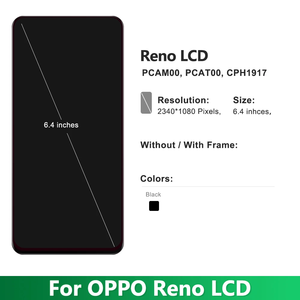 Amoled TFT For Oppo Reno PCAT00 PCAM00 CPH1917 LCD Display Screen Touch Panel Digitizer  Assembly Replacement For OPPO Reno LCD