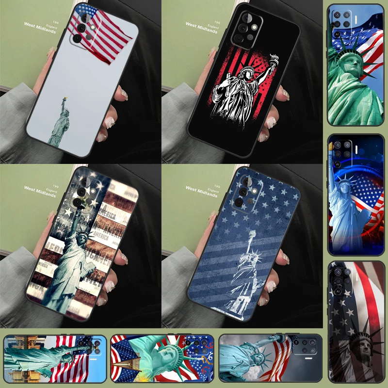 America Flag Statue of Liberty Case For Samsung Galaxy A54 A34 A14 A12 A22 A32 A52 A72 A51 A71 A50 A13 A33 A53 Coque Funda