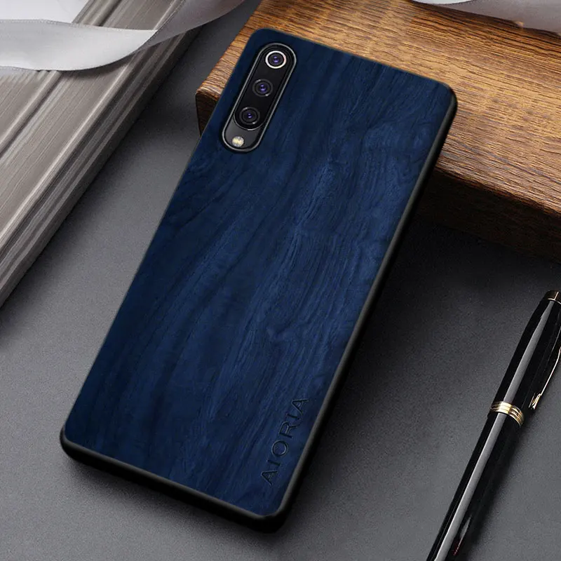 Case for Xiaomi mi 9 Lite mi9 se coque simple design durable lightweight wooden pattern pu leather phone case