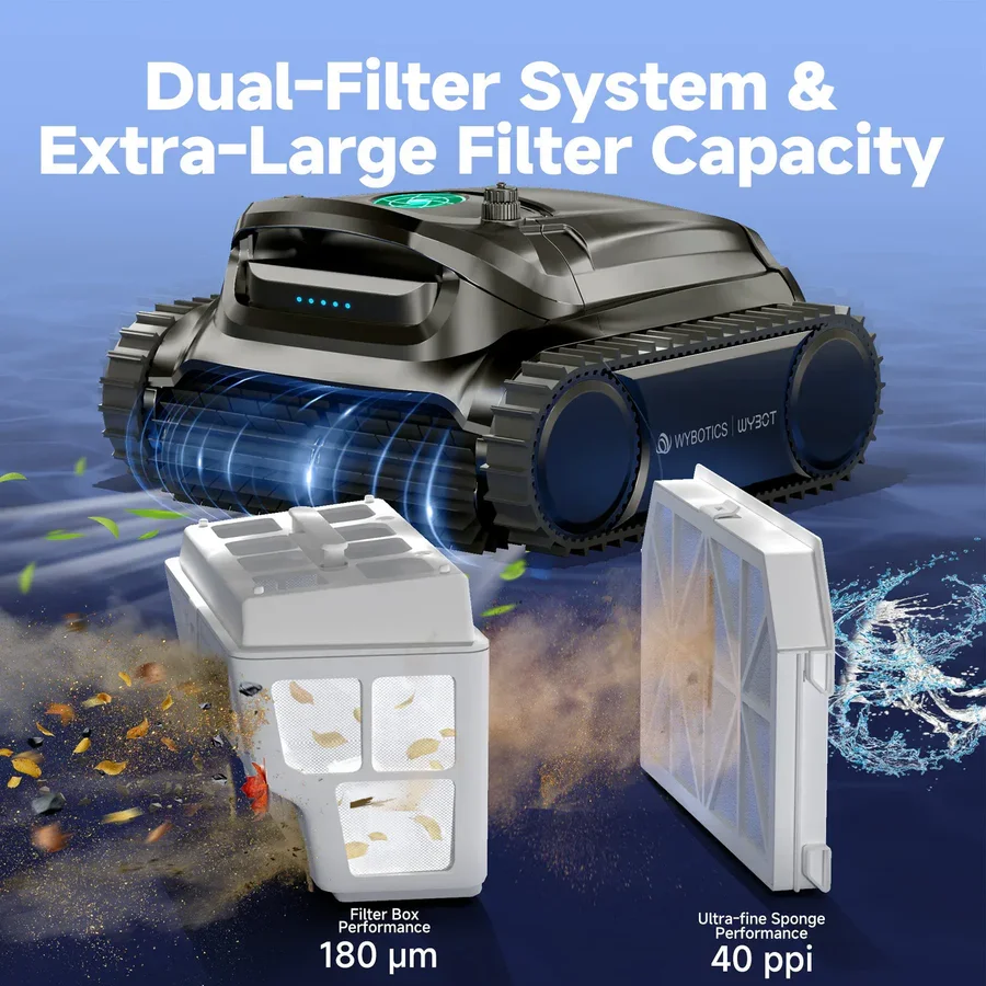 STROVAN 4600mAh Outdoor Auto Pool Robot, Eco Li-Battery, High-Quality Cleaner for Residential Pools