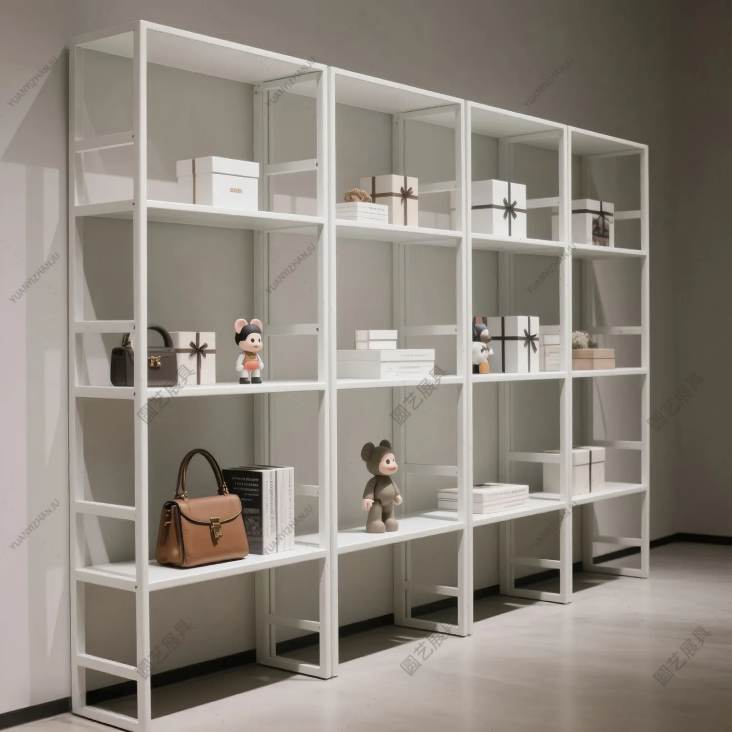 White display rack Floor-to-ceiling storage against wall shelf Toy storage rack Household multi-layer bookcase Wrought iron