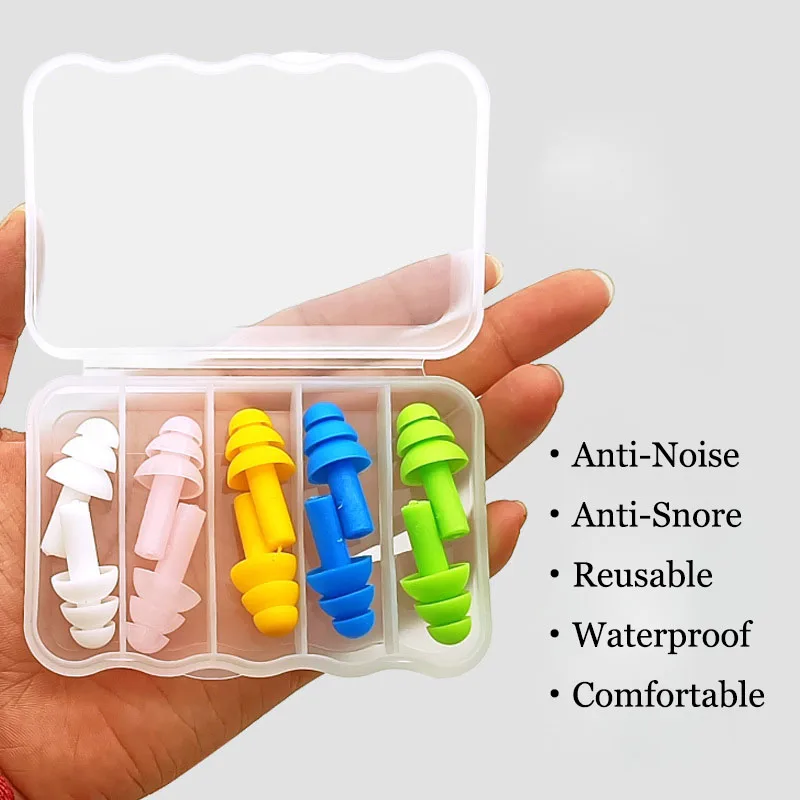 10pcs/box Soft Anti-noise Ear Plug Waterproof Silicone Sleeping Earplugs For Adult Children Sleep Aid Earplug Ears Hear Protect