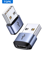 TOPK AT13 USB C to USB Male Adapter USB Female (Type-C) to USB 2.0 Male (USB-A) Fast Charging & Data Sync OTG Adapter Connector