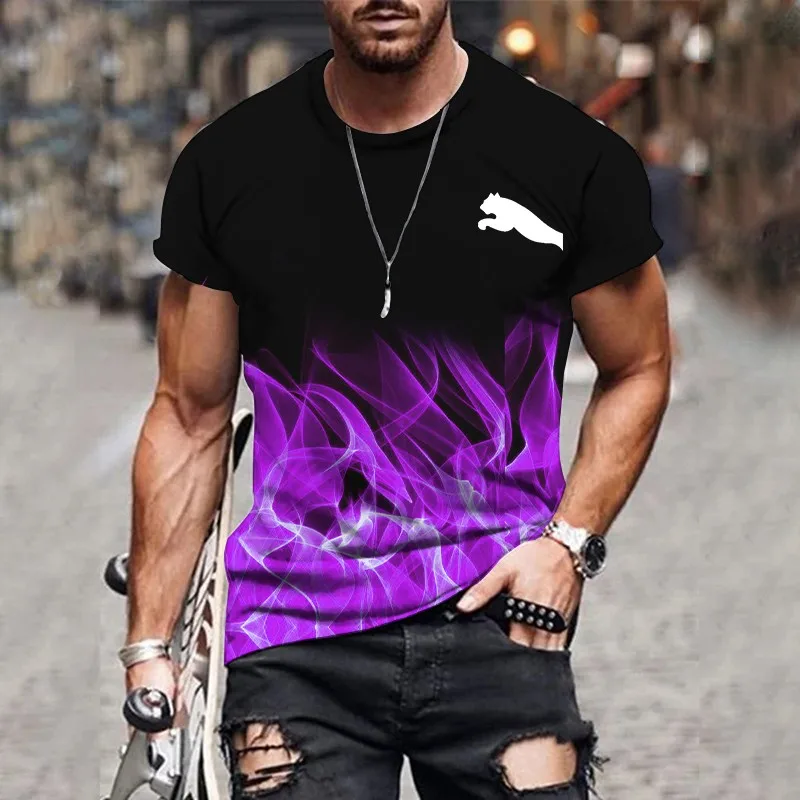 2024 Men's T-shirt gradient design printed casual short sleeved T-shirt outdoor street fashion men shirt plus size clothing ﻿ image 3