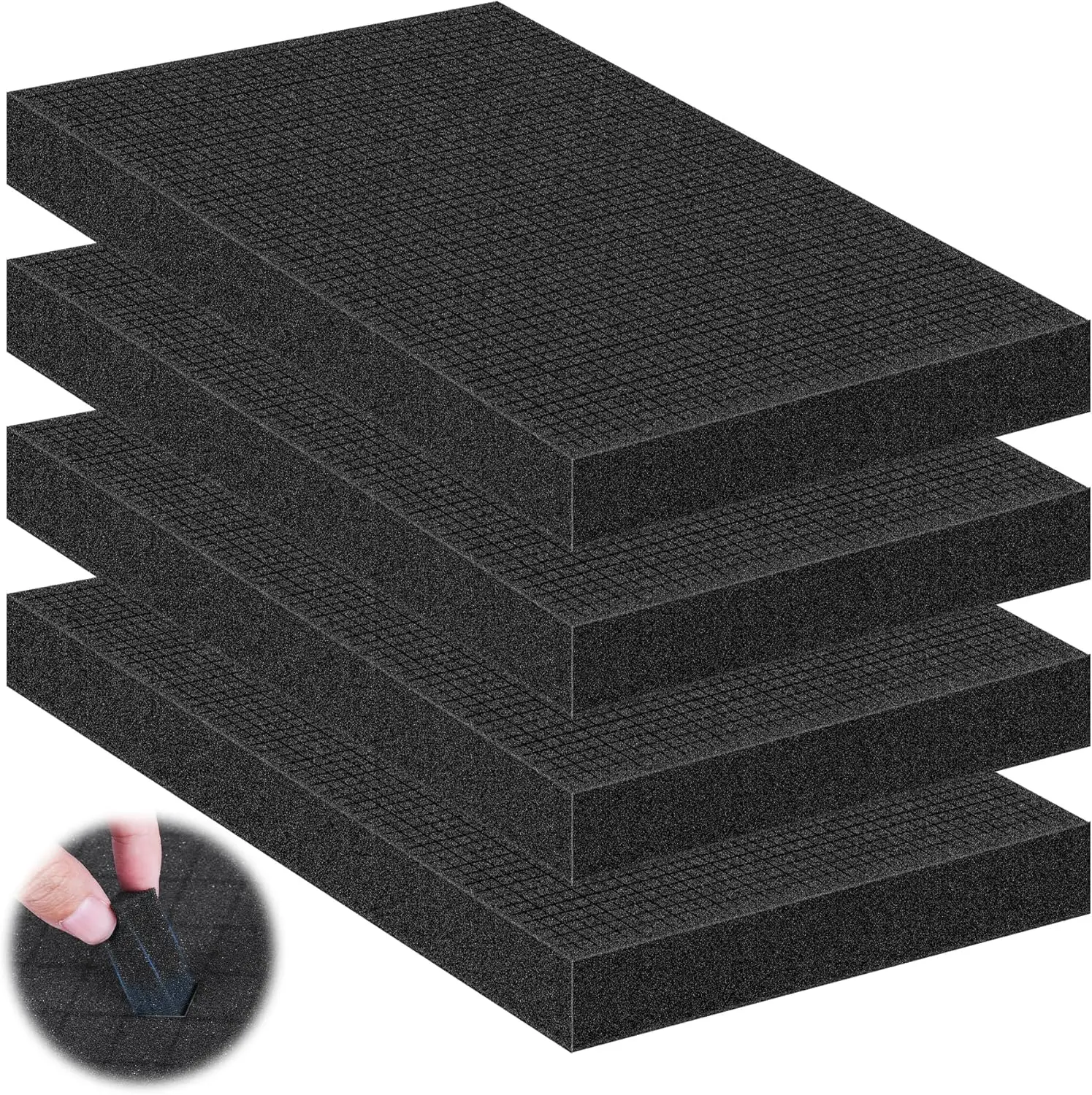 4-Piece Pick and Pluck Foam Sheets, 16x12x2 Inches, Polyurethane Inserts for Camera, Tool Box, Storage Cases