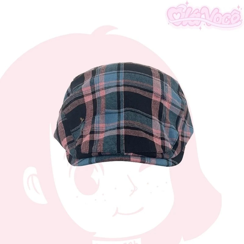 Original Bow Contrasting Color Plaid Newsboy Hats for Women Show Face Summer Thin Versatile Sunscreen Vintage Berets Cap Y2k