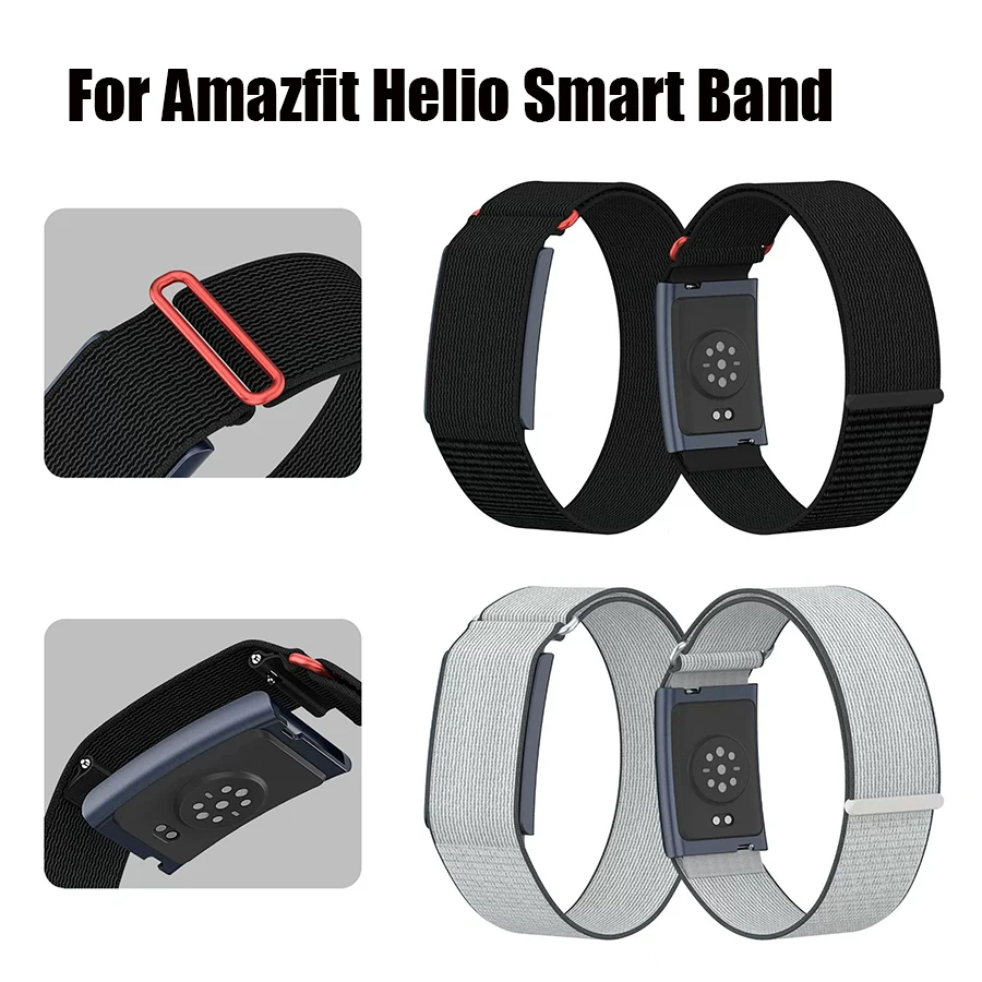 Sports Nylon Strap For Amazfit Helio Smart Band Adjustable Trail Extended Arm Bicep Band Breathable Quick-Release Wristband Belt