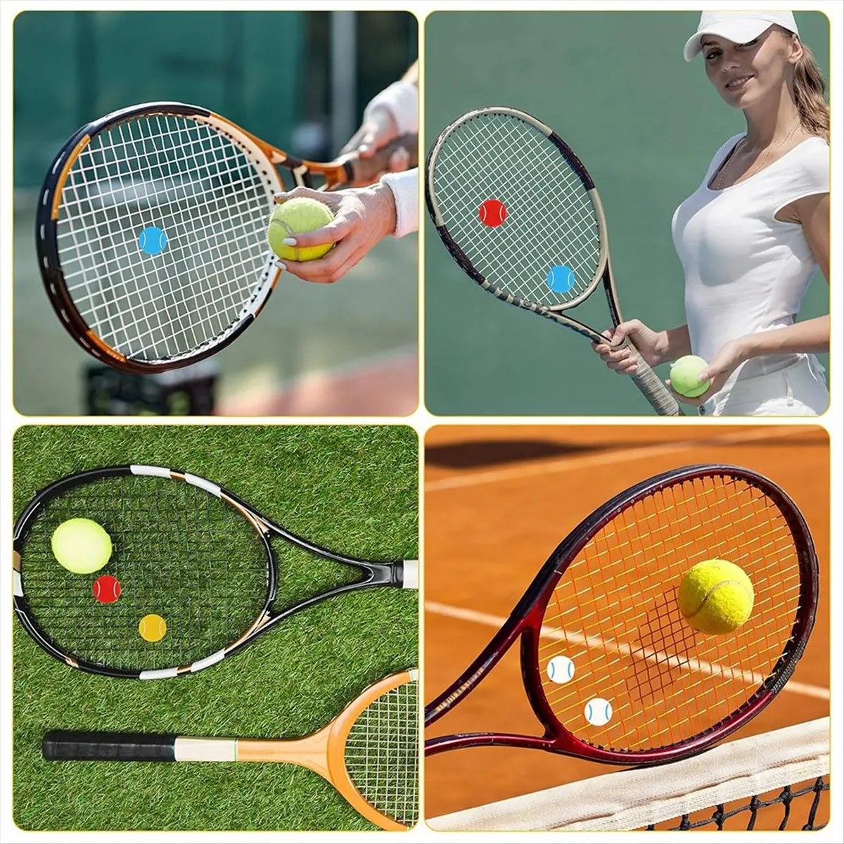 L79A 16pcs Tennis Racket Dampeners, Soft Silicone Racquet Vibration Damper Cute Pattern Shock Absorbers Tennis Accessories view 4