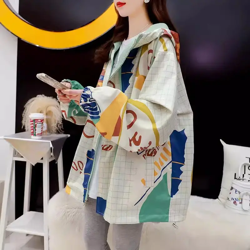 

Reversible Trendy Coat 2024 Spring And Autumn Korean Version Oversized Women's Clothing Hooded Jacket Cardigan Windbreaker K1622