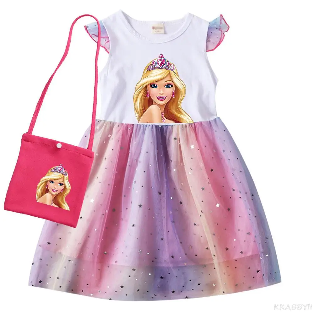 Hot Barbie Girls abbigliamento Casual principessa abito manica corta per ragazze Toddler Baby Vestidos Teenping abiti kawaii