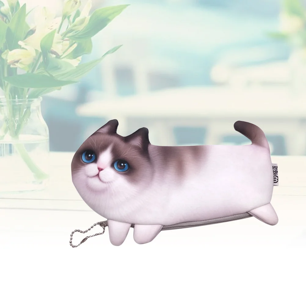 الكرتون القط نمط القلم حقيبة مقلمة صغيرة طالب تخزين منظم قرطاسية مقاوم للماء دائم ل