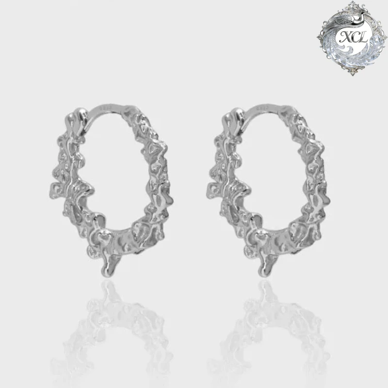 

Серьги XCL из стерлингового серебра 925 пробы, минималистичный геометрический дизайн с неровной поверхностью, изысканные модные украшения для женщин