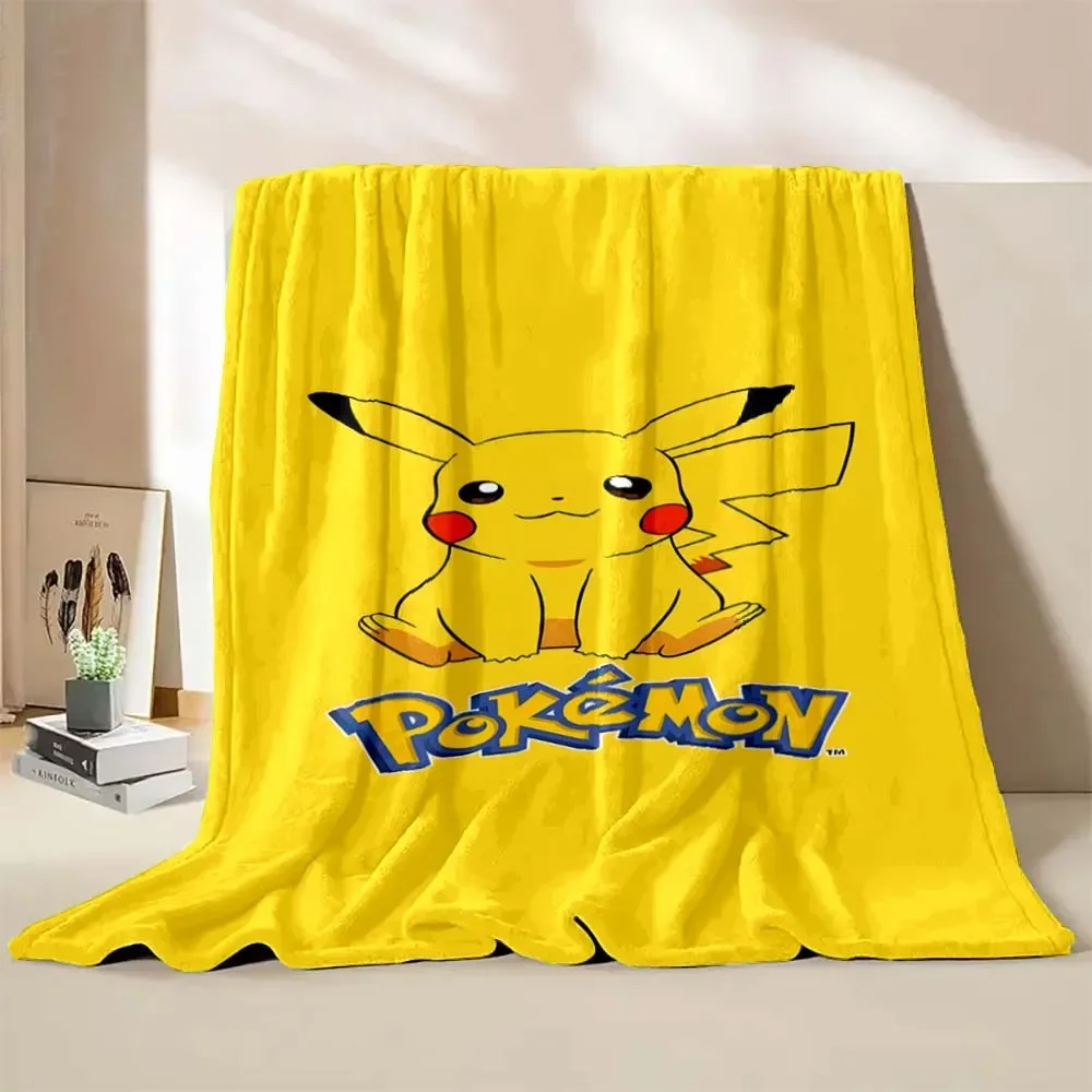 Poke-mon Pikachu Anime Coperta Cartone animato giapponese Morbida coperta soffice Peluche Copriletto Divano Camera da letto Coperta calda Regalo