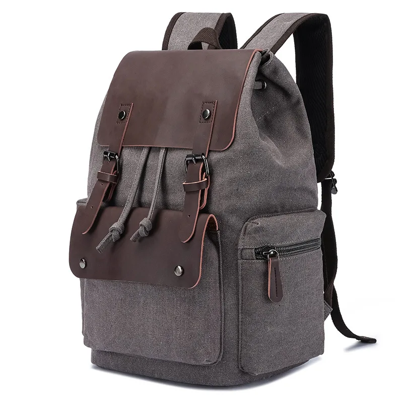 الرياضة في الهواء الطلق قماش ستوكات الجلود الرجال على ظهره رحلة عمل خفيفة الوزن متعددة الوظائف العصرية حقيبة الكمبيوتر #5