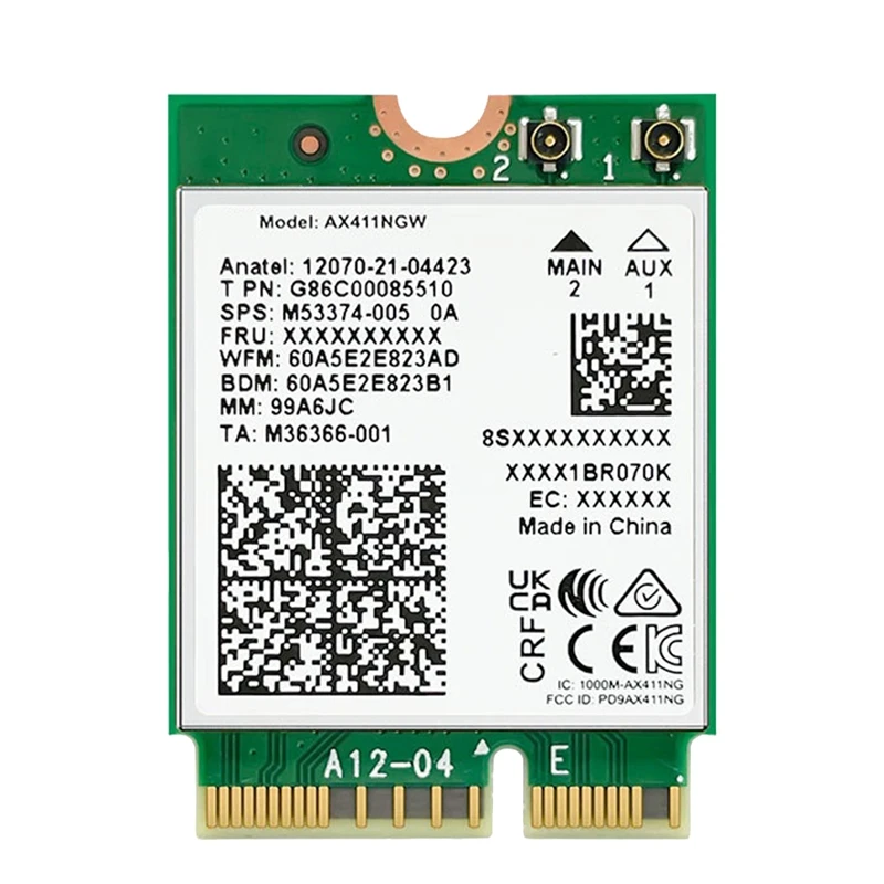 For Intel AX411 WiFi Card WiFi 6E CNVio2 Bluetooth 5.3 Tri-Band 5374Mbps Network Adapter for Laptop/PC Win10/11-64Bit