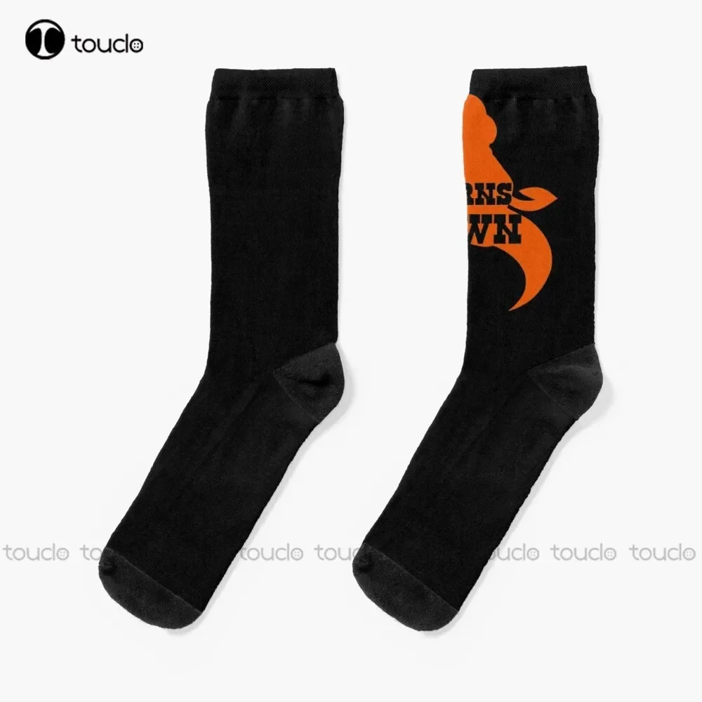 New Horns Down Orange Socks Personalized Custom Unisex Adult Socks Teen Socks Halloween Christmas Gift