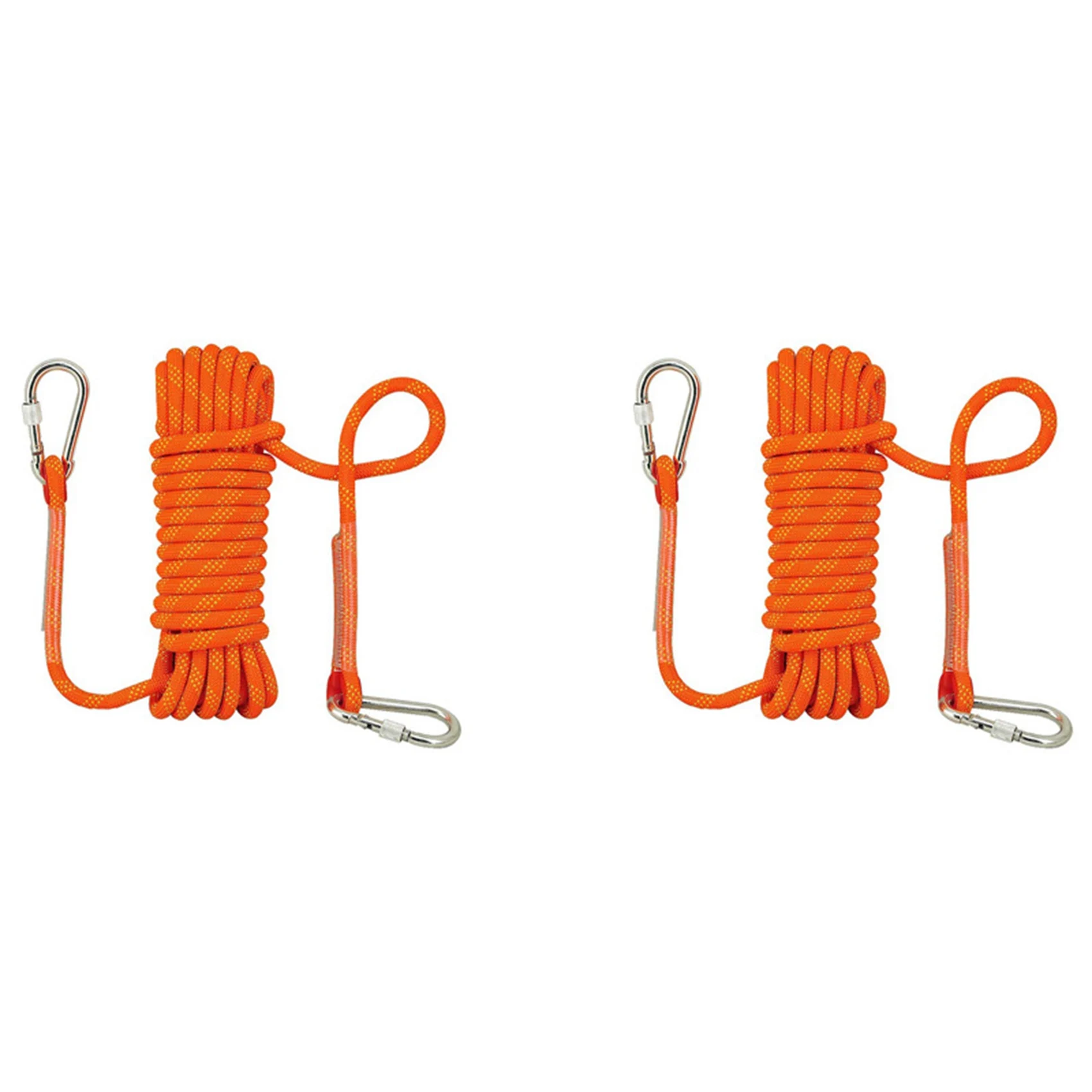 

ELOS-2Pcs 10M Rock Climbing Rope Diameter 12 Mm Heavy Duty Tree Climbing Rope Fire Escape Safety Rope With 4 Carabiners