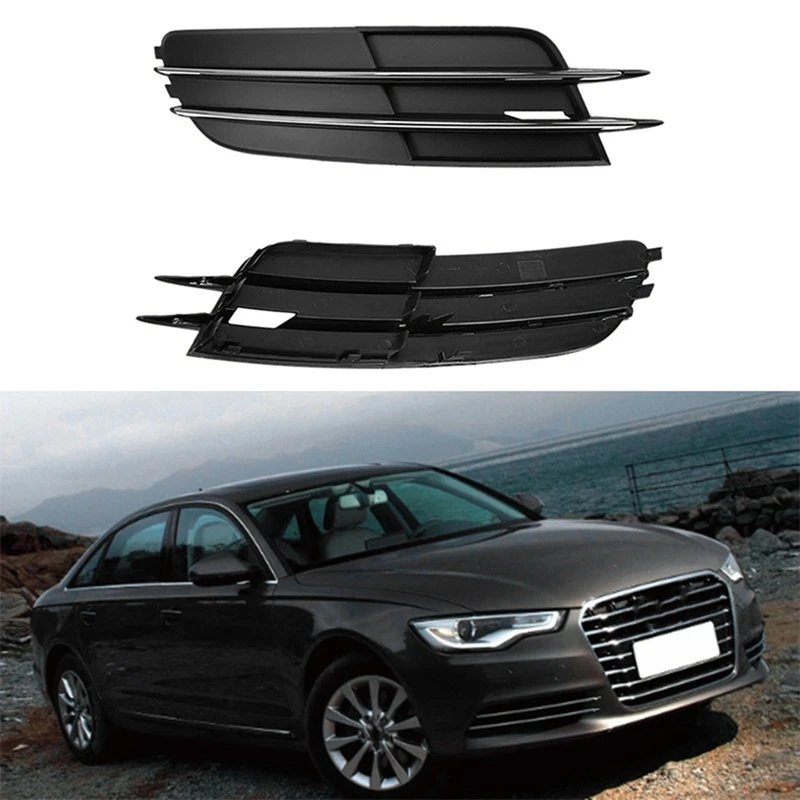 Automotive Chrome Fog Lamp Frame Front Bar Grille Fog Lamp Cover Accessories Component For  A6L C7 4G0807681 4G0807682