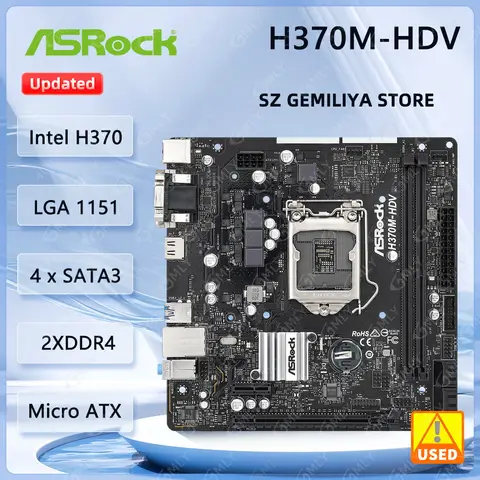 Placa base ASROCK H370M-HDV Intel H370 LGA 1151 DDR4 64GB Micro ATX compatibile con i5-9400 i3-8100 i7-9700 i5-9600 i5-8400 cpu