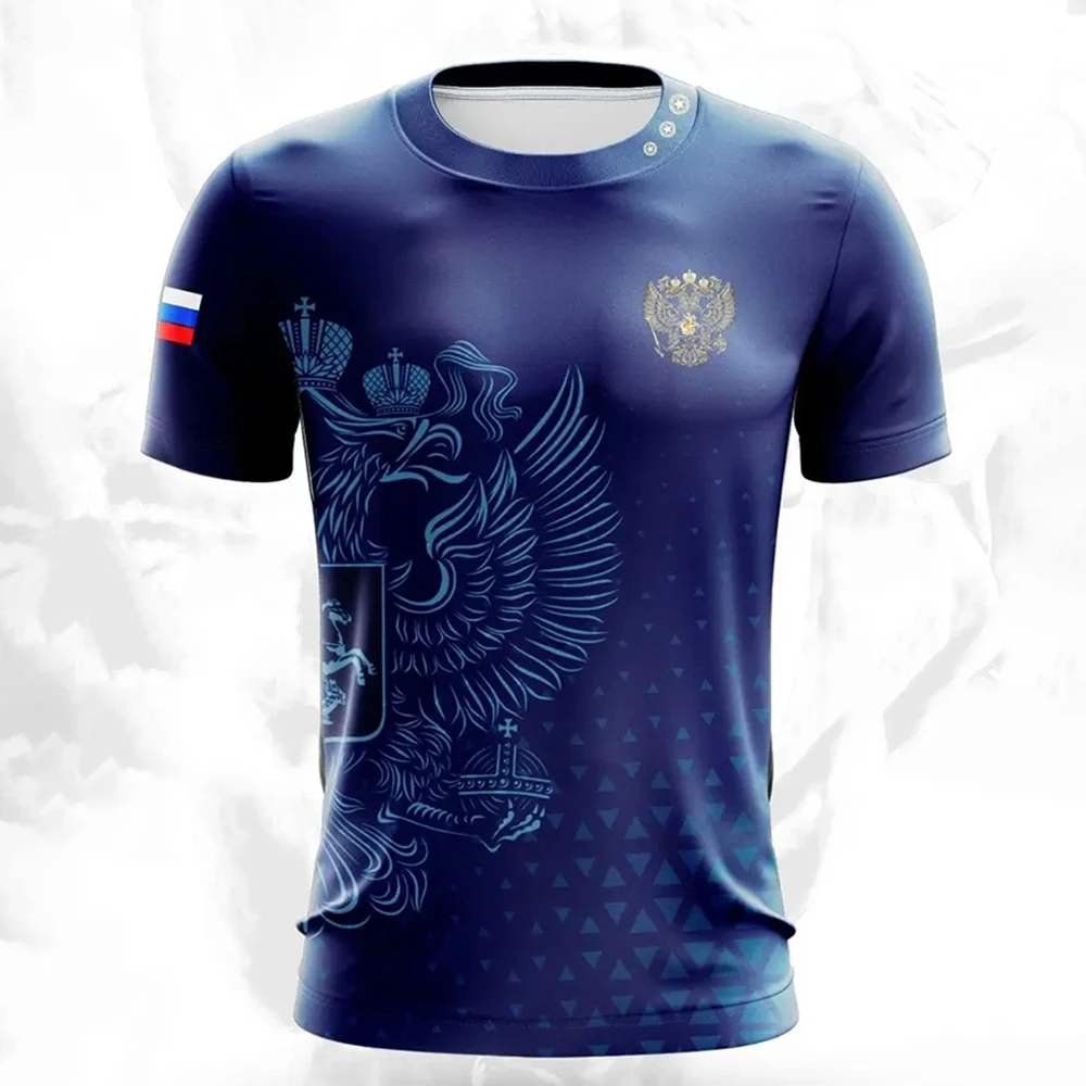 Russiant Shirt für Männer Mode Russland National flagge Druck muster Kurzarm übergroße T-Shirt Freizeit O-Neck T-Shirt Streetwear