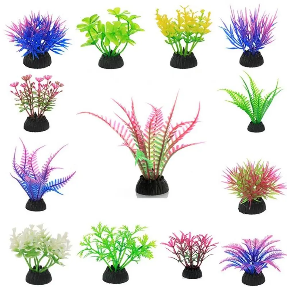 Plastic Artificial Aquarium Plant Low Grass Mini Aquatic Plant Ornament Height Range 4-8cm Aquarium Decoration
