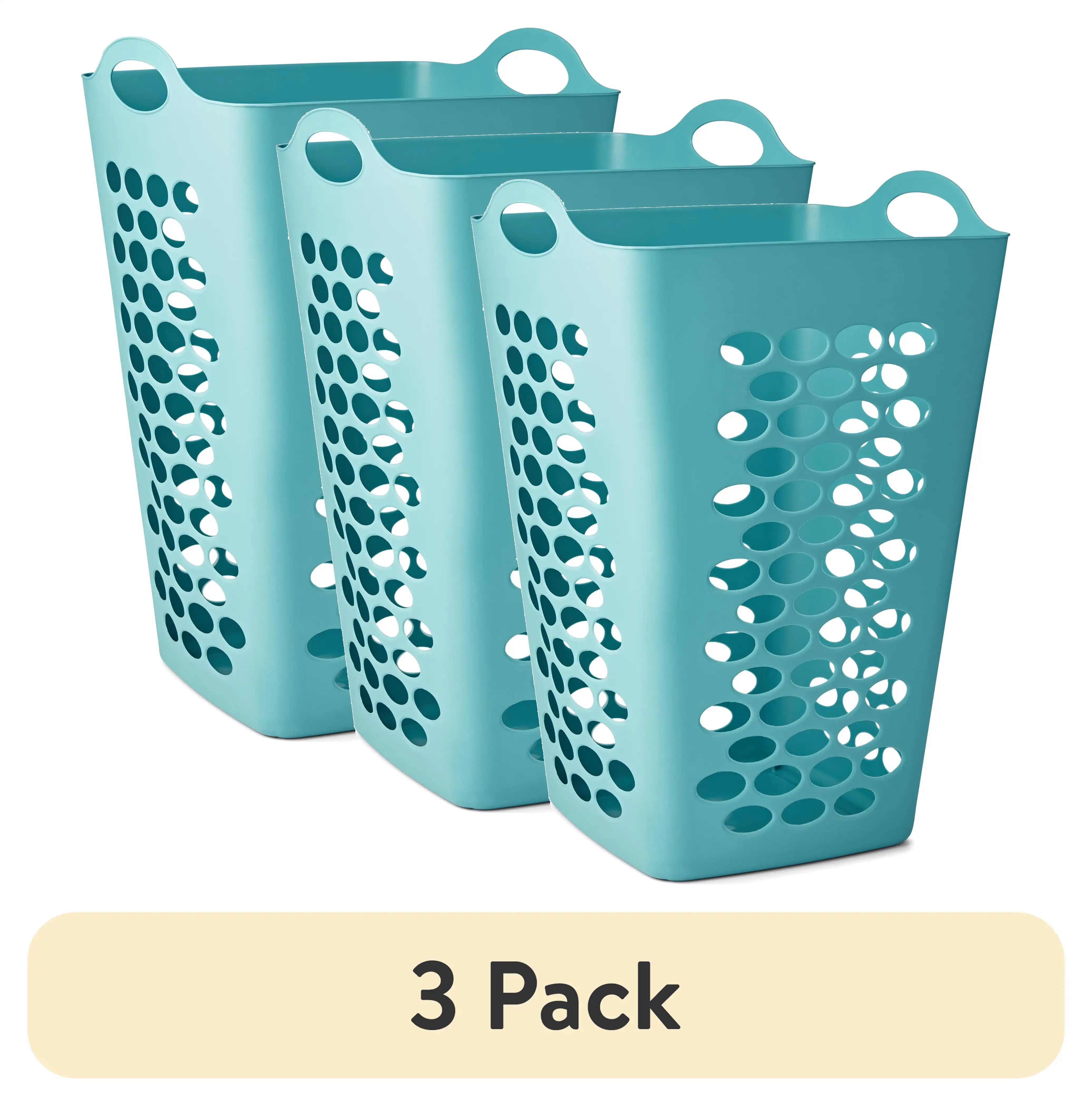 3 Pack Flexible Square Laundry Hamper Teal Contemporary Style Hamper Suits A Wide Variety of Room Decor