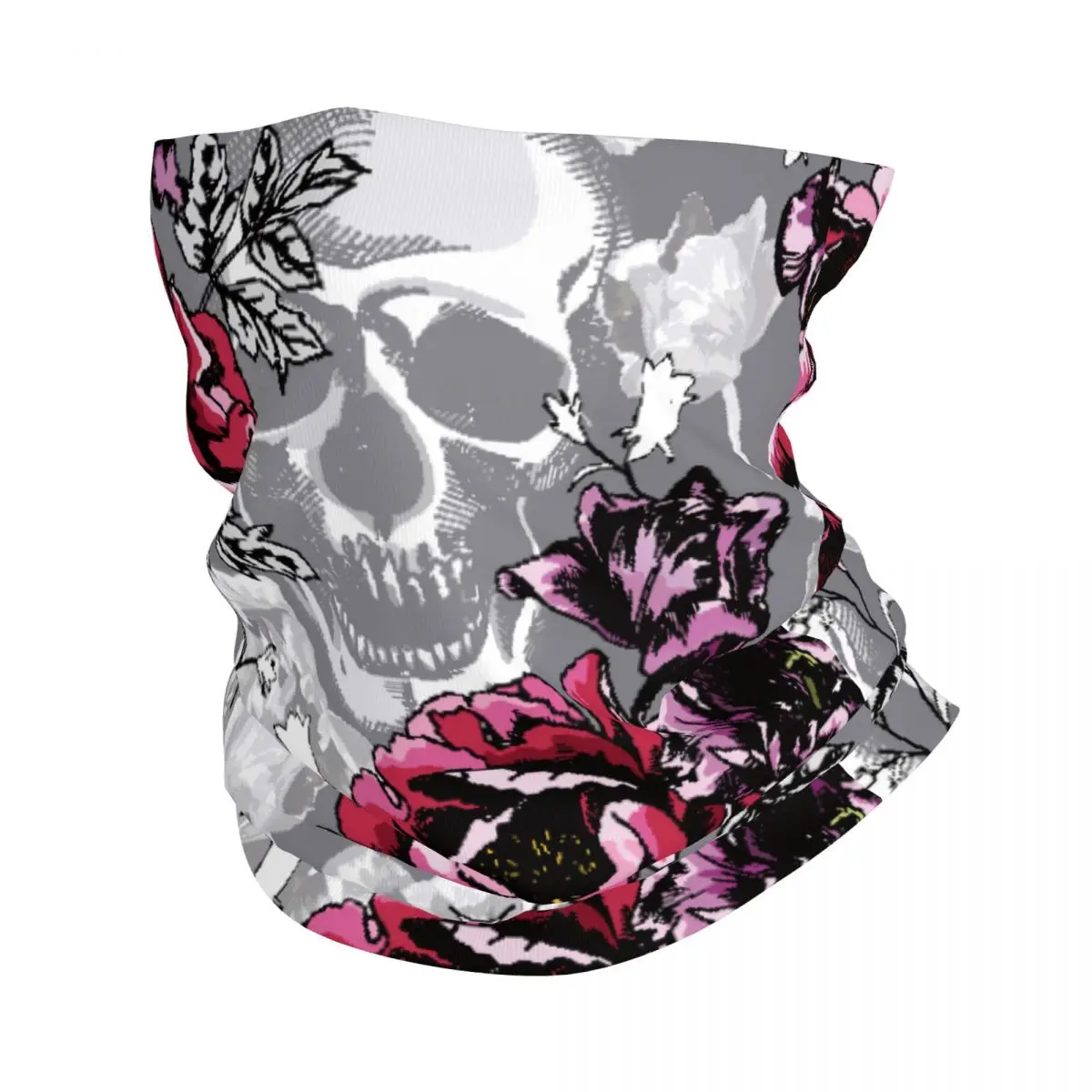 

Floral Skull Bandana Neck Cover Printed Pink Peony Wrap Scarf Warm Cycling Scarf Riding for Men Women Adult Washable