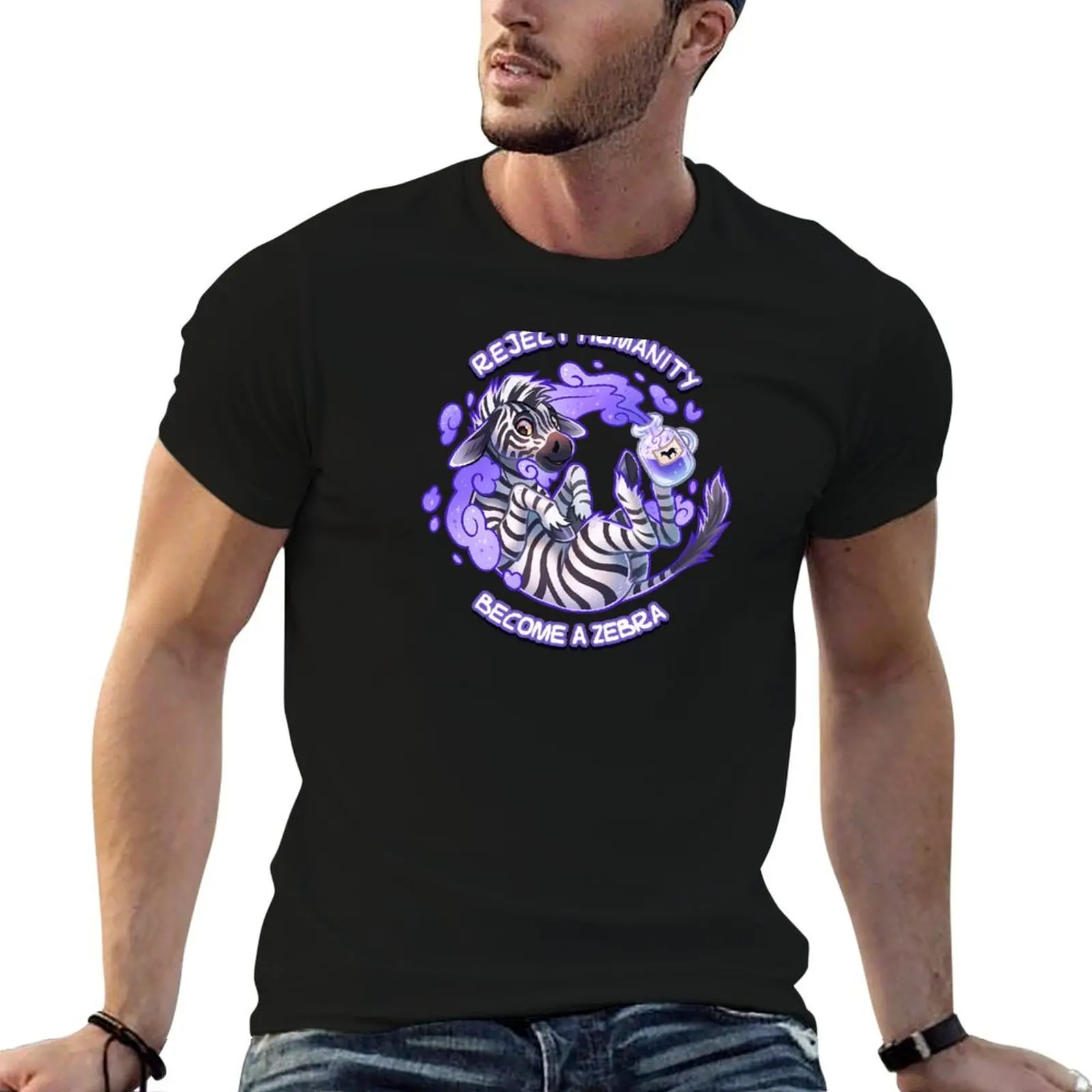 Rechaza la humanidad, ¡Hazte un ZEBRA! Camiseta Fantasy Potion, camiseta de algodón 100%, camisetas 100% algodón, camiseta de hombre, camiseta de algodón