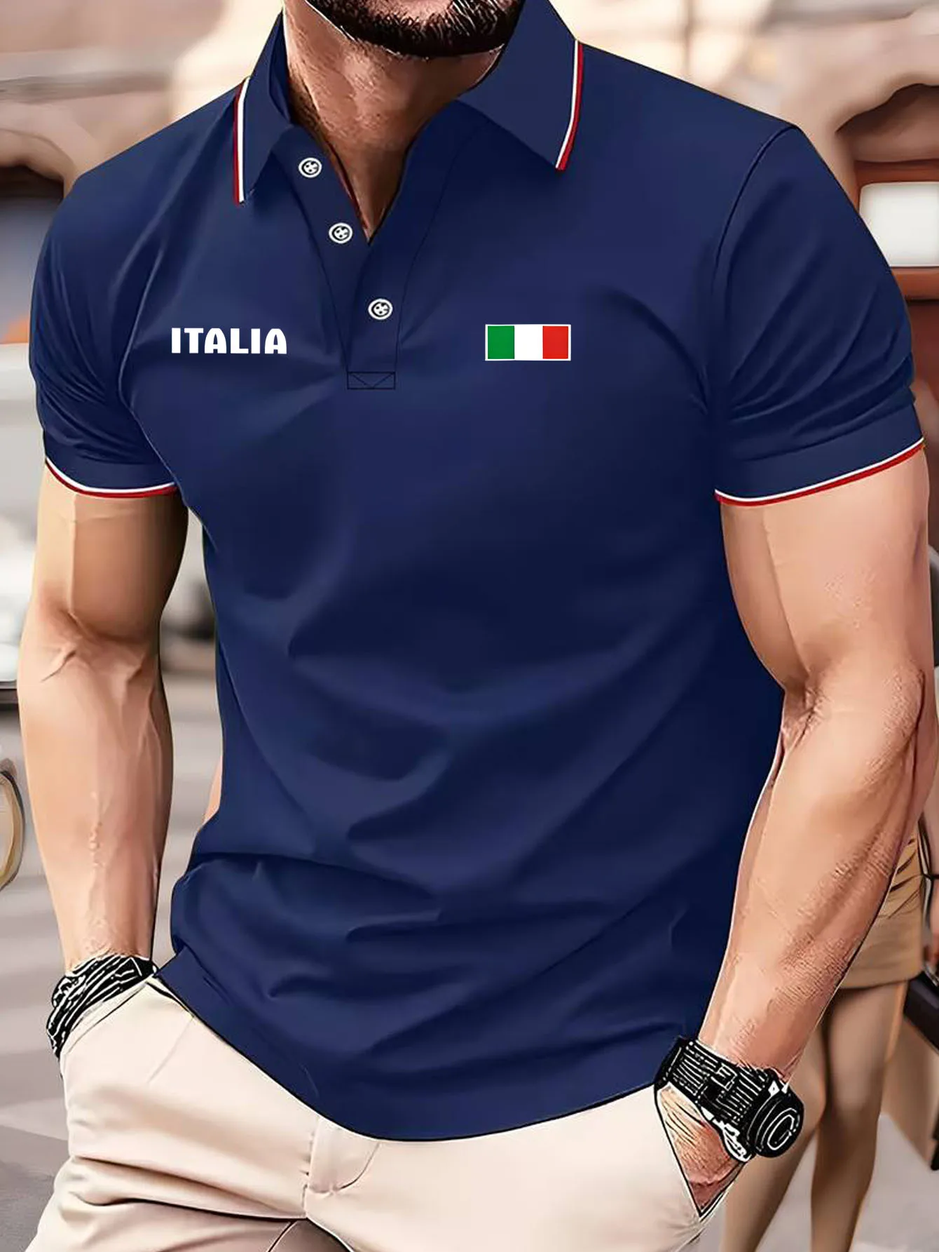 The 2025 Summer New Men's POLO Shirt Features a Casual Fashionable Comfortable and Breathable 3D Letter Pattern Print