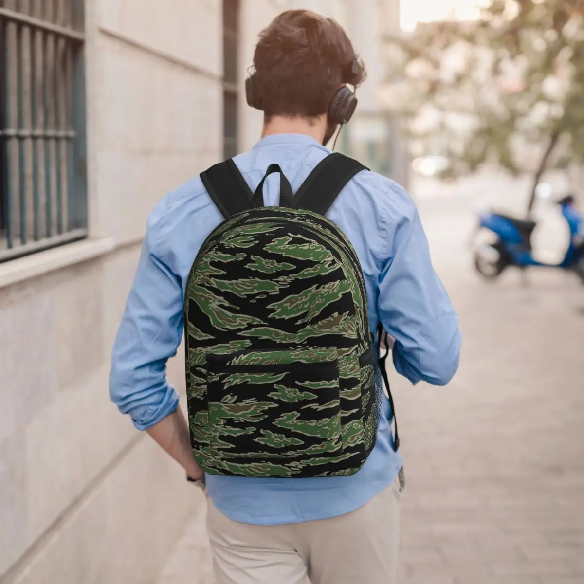 Tiger Stripe Camouflage Military Camo Backpack Boys Girls BookBag Kids School Bag Laptop Shoulder Bags for Men Women
