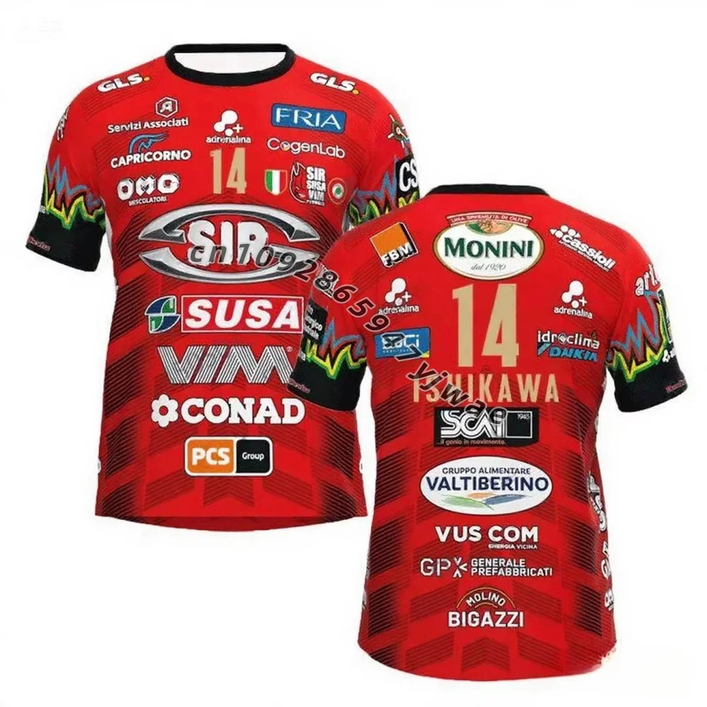2026 Men Women No.14 Volleyball Jersey Sir Safety Perugia Tshirt Match Clothes Beach Tee Male Ishikawa Home  name tag t-shirt