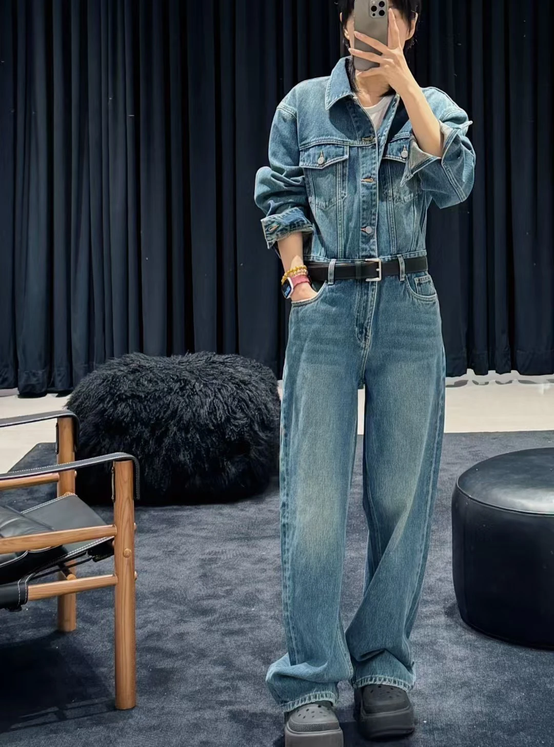 

High Waist Straight Leg Denim Rer New Arrival Spring Season 00% Cotton Wear Waed And Abraded Long Pants for Women